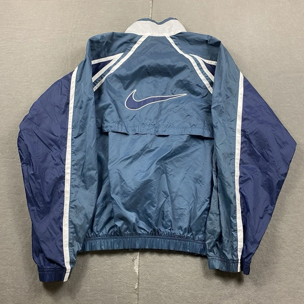 Vintage Nike Jacket Mens XL Windbreaker Full Zip Blue Colorblock Nylon 90s